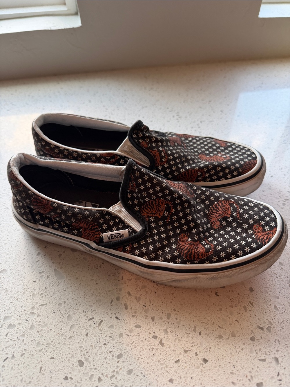 Vans Classic Slip Ons with Tiger Print
